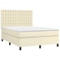 Boxspringbett mit Matratze Creme 140x200 cm Kunstleder