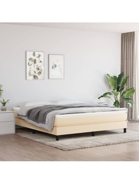 Boxspringbett mit Matratze Creme 180x200 cm Stoff