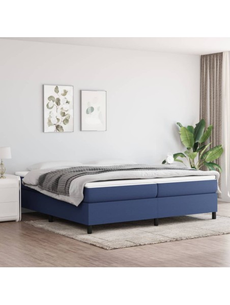 Boxspringbett mit Matratze Blau 200x200 cm Stoff