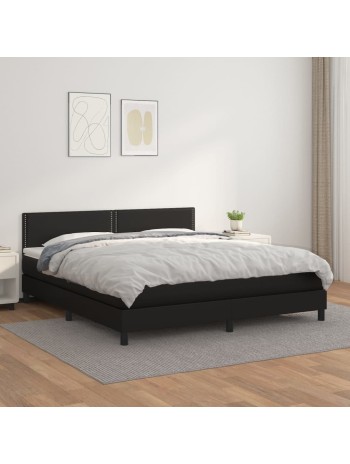 Boxspringbett mit Matratze Schwarz 160x200 cm Kunstleder