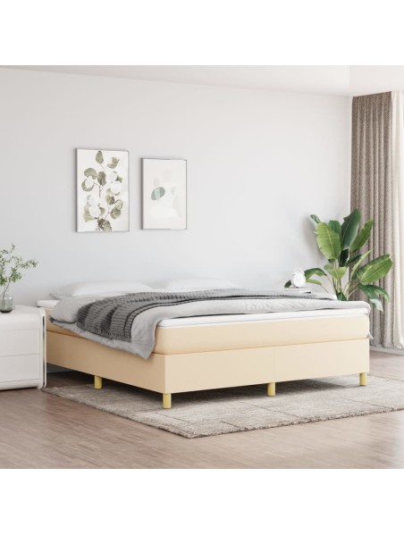 Boxspringbett mit Matratze Creme 160x200 cm Stoff