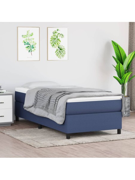 Boxspringbett mit Matratze Blau 100x200 cm Stoff