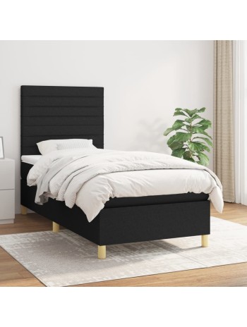 Boxspringbett mit Matratze Schwarz 100x200 cm Stoff