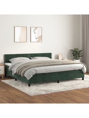 Boxspringbett mit Matratze Dunkelgrün 200x200 cm Samt