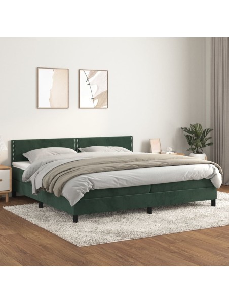 Boxspringbett mit Matratze Dunkelgrün 200x200 cm Samt