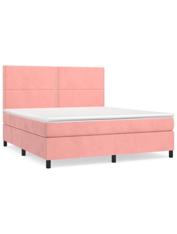 Boxspringbett mit Matratze Rosa 180x200 cm Samt