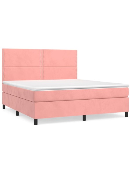 Boxspringbett mit Matratze Rosa 180x200 cm Samt