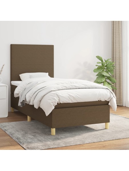 Boxspringbett mit Matratze Dunkelbraun 100x200 cm Stoff