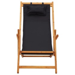 Klappbarer Strandstuhl Eukalyptus Massivholz und Stoff SchwarzHome-Essentials