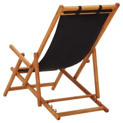 Klappbarer Strandstuhl Eukalyptus Massivholz und Stoff SchwarzHome-Essentials