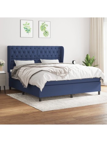 Boxspringbett mit Matratze Blau 160x200 cm Stoff