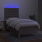 Boxspringbett mit Matratze & LED Taupe 100x200 cm Stoff