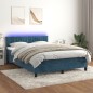 Boxspringbett mit Matratze & LED Dunkelblau 140x190 cm Samt