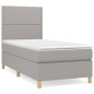 Boxspringbett mit Matratze Hellgrau 90x200 cm Stoff