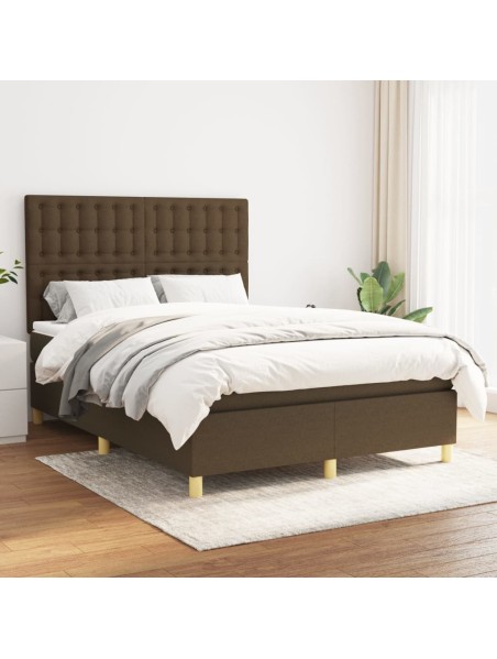 Boxspringbett mit Matratze Dunkelbraun 140x190 cm Stoff