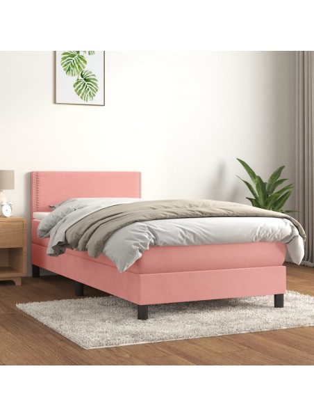 Boxspringbett mit Matratze Rosa 90x200 cm Samt