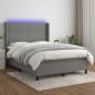 Boxspringbett mit Matratze & LED Dunkelgrau 140x190 cm Stoff