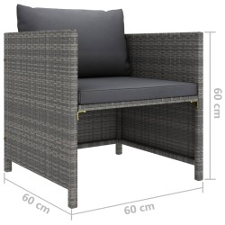 Gartensofa mit Kissen Grau Poly RattanHome-Essentials