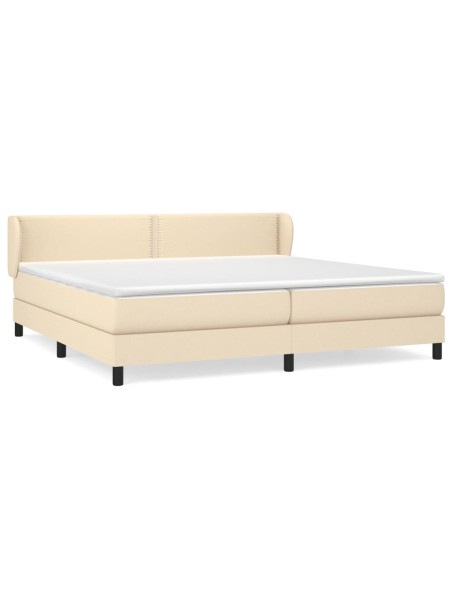 Boxspringbett mit Matratze Creme 200x200 cm Stoff