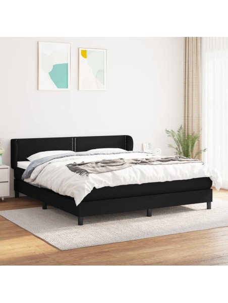 Boxspringbett mit Matratze Schwarz 160x200 cm Stoff