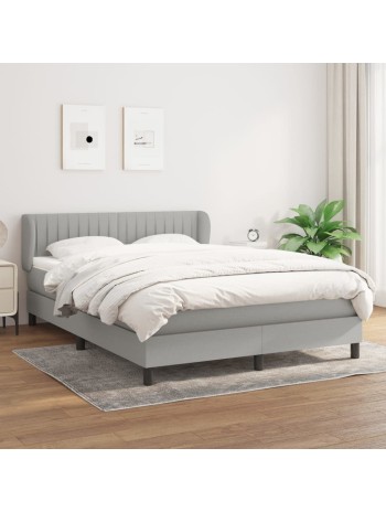 Boxspringbett mit Matratze Hellgrau 140x190 cm Stoff