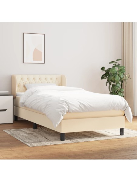 Boxspringbett mit Matratze Creme 90x200 cm Stoff