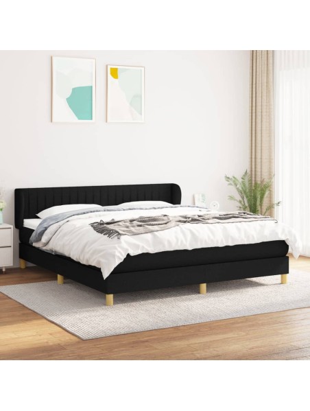 Boxspringbett mit Matratze Schwarz 160x200 cm Stoff