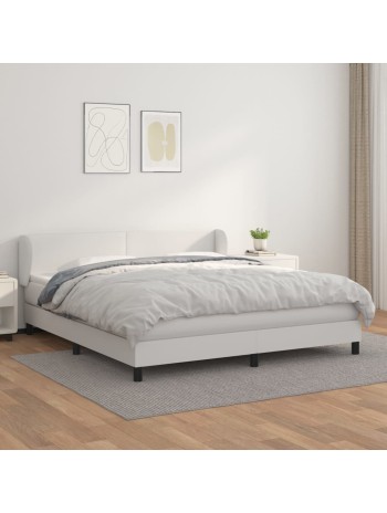 Boxspringbett mit Matratze Weiß 160x200 cm Kunstleder