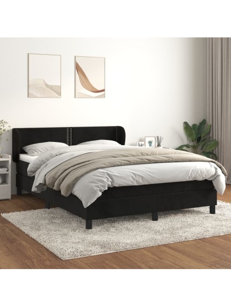 Boxspringbett mit Matratze Schwarz 140x190 cm Samt