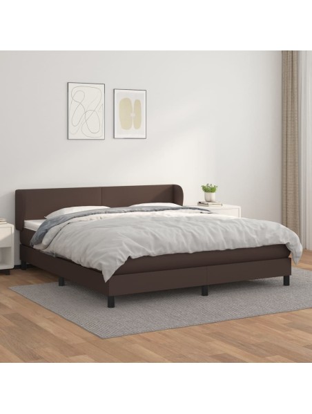 Boxspringbett mit Matratze Braun 160x200 cm Kunstleder