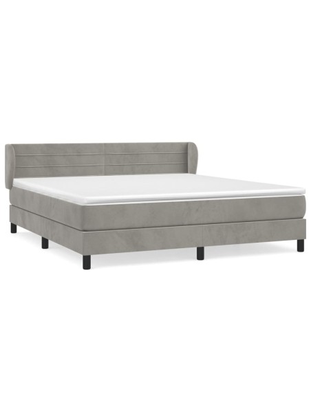 Boxspringbett mit Matratze Hellgrau 180x200 cm Samt