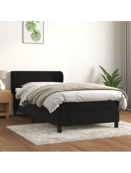 Boxspringbett mit Matratze Schwarz 100x200 cm Samt