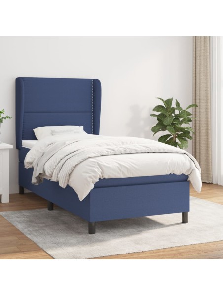 Boxspringbett mit Matratze Blau 80x200 cm Stoff