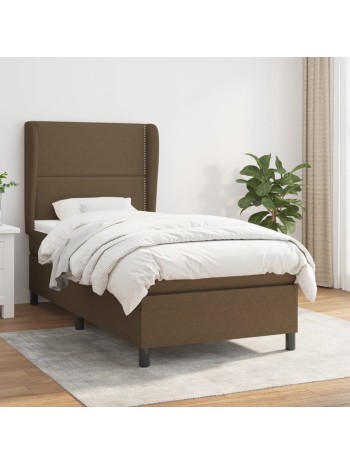 Boxspringbett mit Matratze Dunkelbraun 90x190 cm Stoff