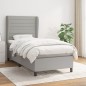 Boxspringbett mit Matratze Hellgrau 100x200 cm Stoff