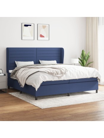 Boxspringbett mit Matratze Blau 200x200 cm Stoff