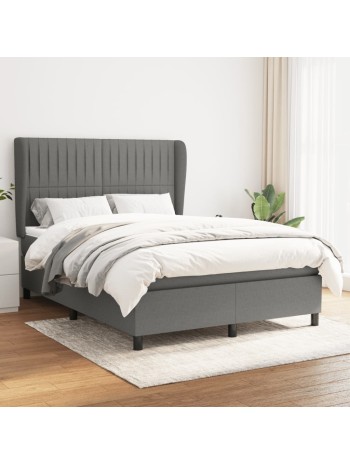 Boxspringbett mit Matratze Dunkelgrau 140x200 cm Stoff