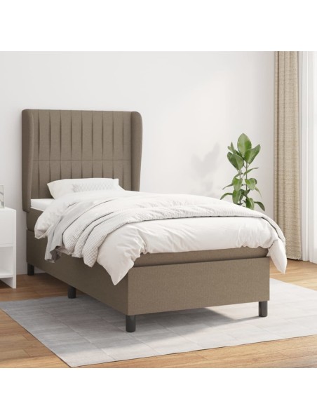 Boxspringbett mit Matratze Taupe 100x200 cm Stoff