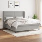 Boxspringbett mit Matratze Hellgrau 180x200 cm Stoff