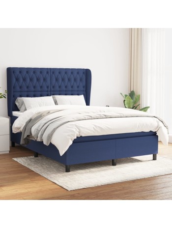 Boxspringbett mit Matratze Blau 140x190 cm Stoff