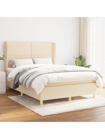 Boxspringbett mit Matratze Creme 140x190 cm Stoff