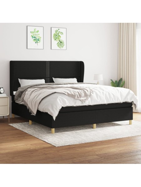 Boxspringbett mit Matratze Schwarz 180x200 cm Stoff