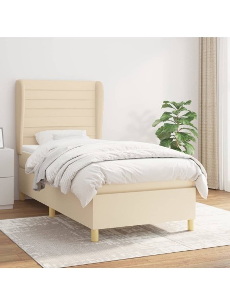 Boxspringbett mit Matratze Creme 90x190 cm Stoff