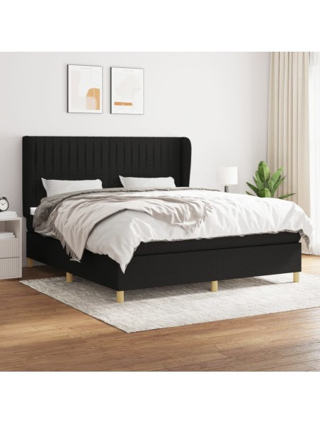 Boxspringbett mit Matratze Schwarz 160x200 cm Stoff