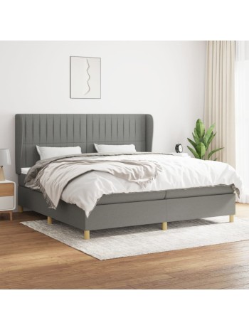 Boxspringbett mit Matratze Dunkelgrau 200x200 cm Stoff