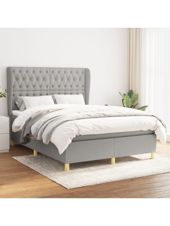 Boxspringbett mit Matratze Hellgrau 140x200 cm Stoff