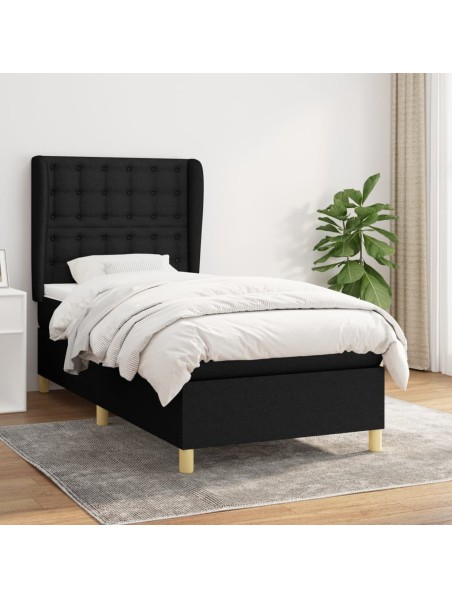 Boxspringbett mit Matratze Schwarz 100x200 cm Stoff