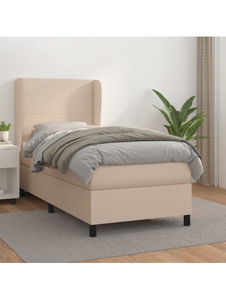 Boxspringbett mit Matratze Cappuccino-Braun 80x200cm Kunstleder