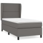 Boxspringbett mit Matratze Grau 90x200 cm Kunstleder