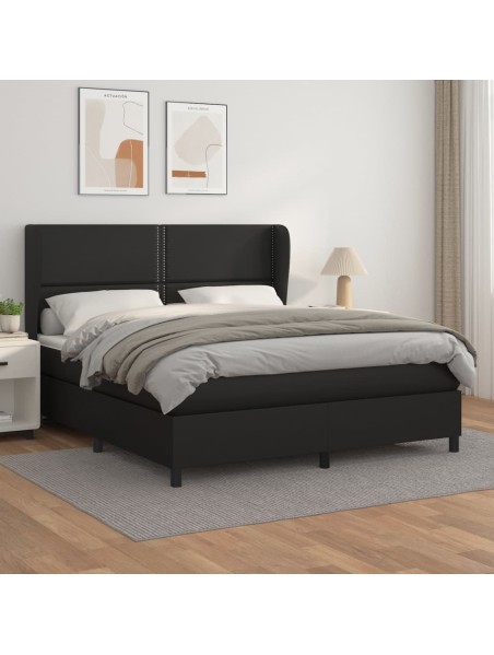 Boxspringbett mit Matratze Schwarz 160x200 cm Kunstleder